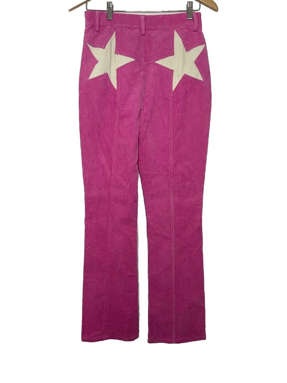 Nasty Gal Womens 2 Pink Corduroy High Waisted Star Bum Flared Pants NWT